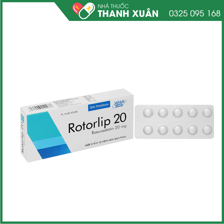 Thuốc Rotorlip 20 DHG điều trị tăng cholesterol máu, phòng ngừa bệnh tim mạch